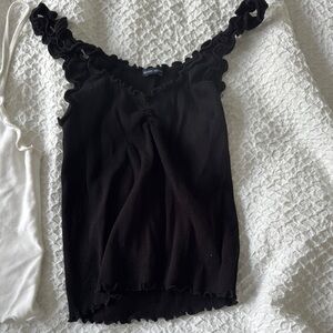 Brandy Melville Black Ruffled Camisole Top